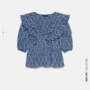 NWT Zara eyelet ruffle top